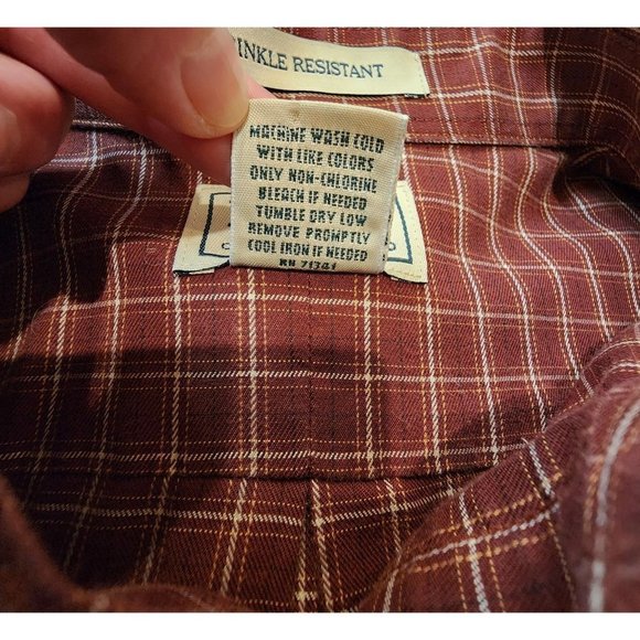 VINTAGE 90's LL Bean Men's Sz XL Plaid 100% Cotton Button Down Wrinkle Resistant - Picture 8 of 11